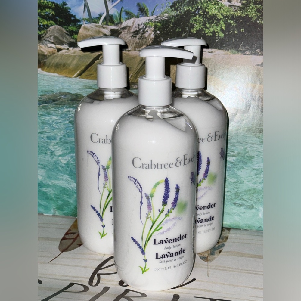 NEW NWT Set Of 3 Crabtree & Evelyn Lavender Body Lotion 16.9 oz Each With Pump